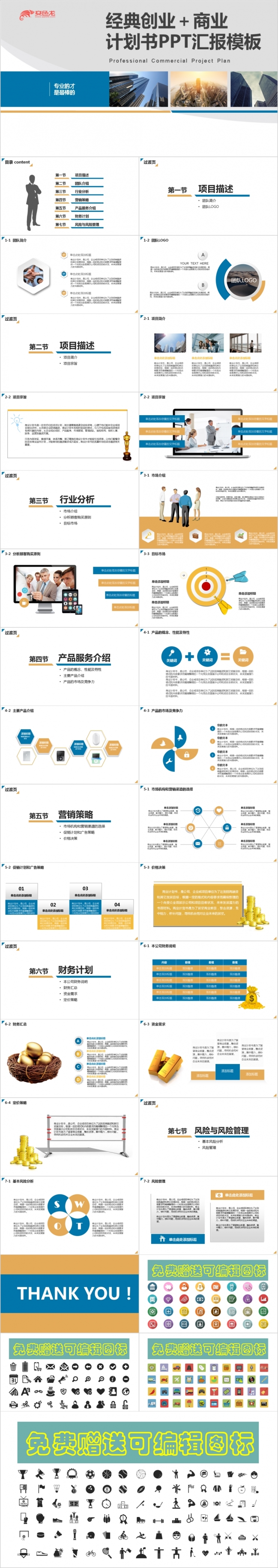2019经典创业融资计划书工作总结汇报通用PPT模板