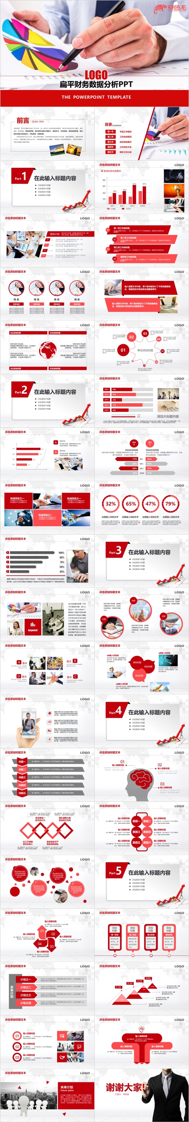 2019财务报告报表工作总结数据分析PPT模板