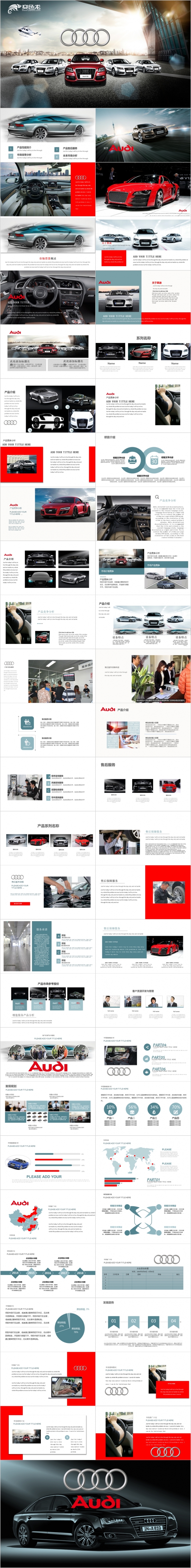 炫酷汽车Audi奥迪汽车品牌营销策划商业PPT模板