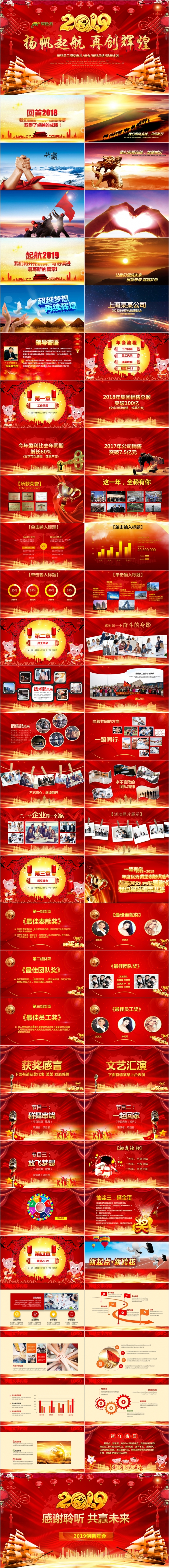扬帆起航再创辉煌企业年会颁奖表彰年终员工答谢联欢PPT模板