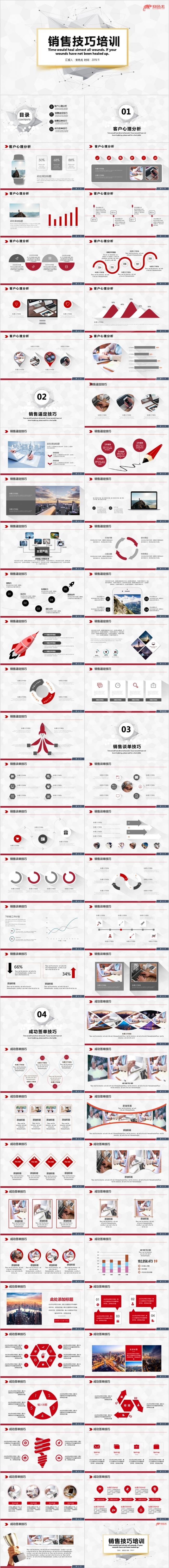 个性线条简约销售技巧培训PPT模板