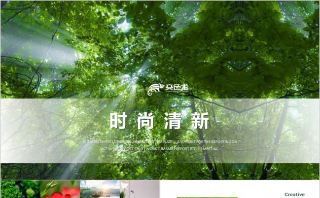 时尚清新大自然环保广告宣传季度报告PPT模板缩略图