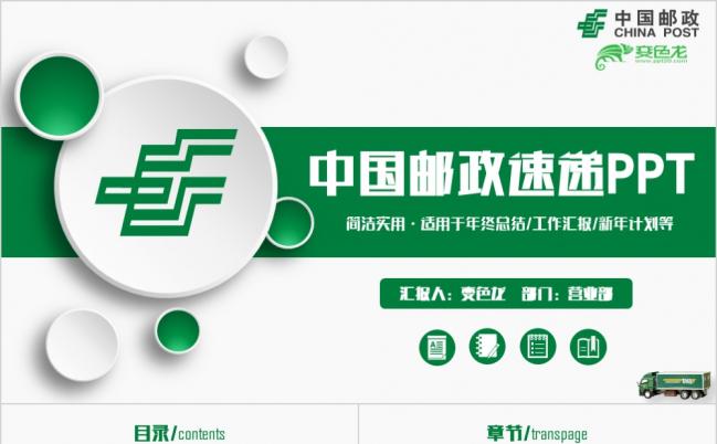 绿色简约中国邮政速递PPT模板缩略图