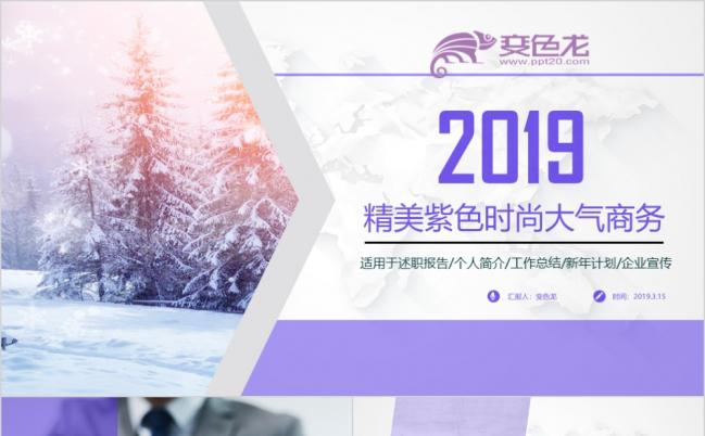 2019紫色梦幻风时尚大气企业推广介绍工作总结计划职述报告通用PPT模板缩略图