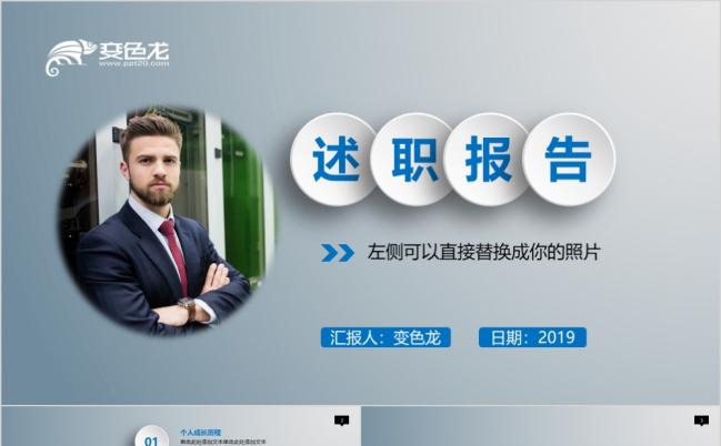 灰色高端微粒体述职报告PPT模板缩略图