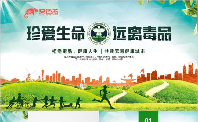 精美简洁珍爱生命拒绝毒品禁毒宣传工作总结PPT模板缩略图