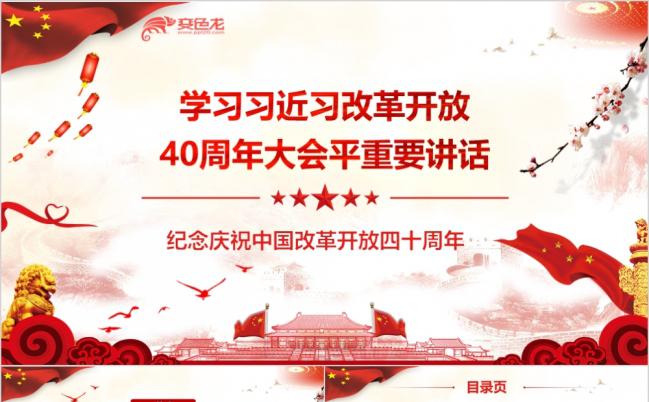 学习习近习改革开放40周年大会PPT模板缩略图