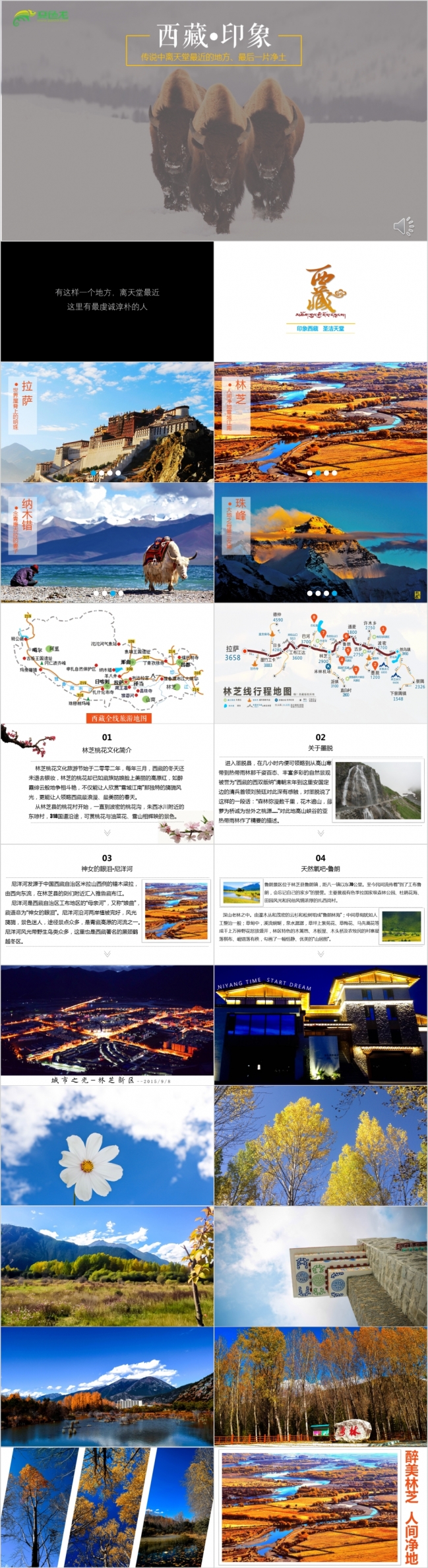 西藏旅游文化主题西藏景点介绍PPT模板