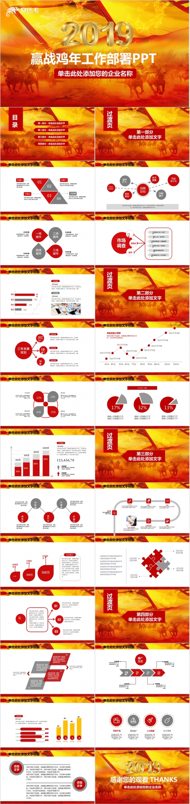 2019赢战猪年工作安排部署PPT模板