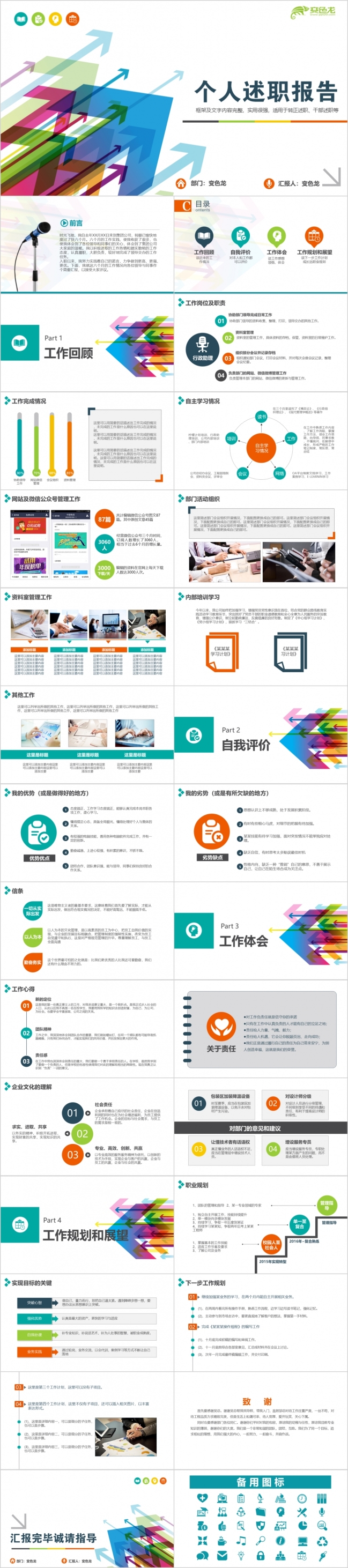 简洁实用个人述职报告PPT模板