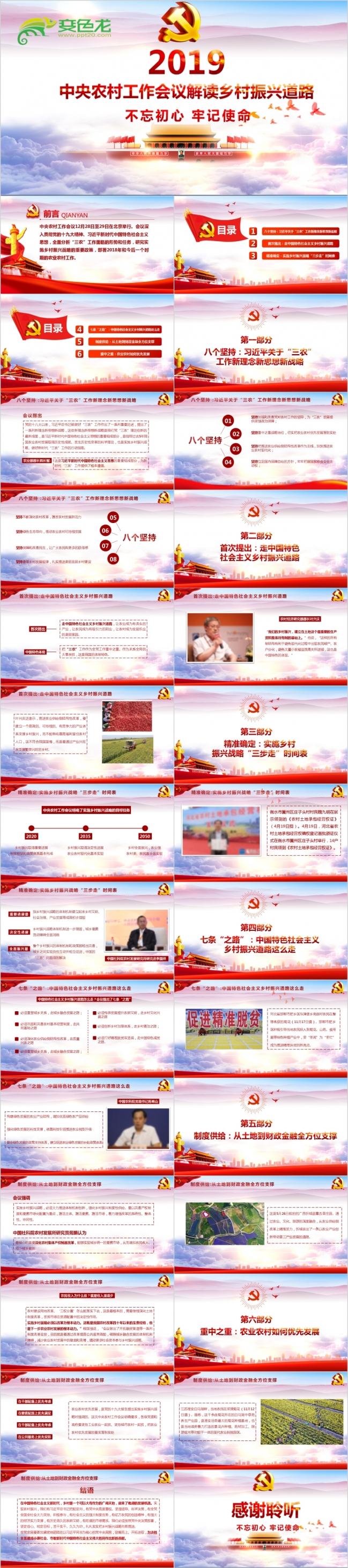 2019中央一号文件会议解读乡村振兴道路PPT模板