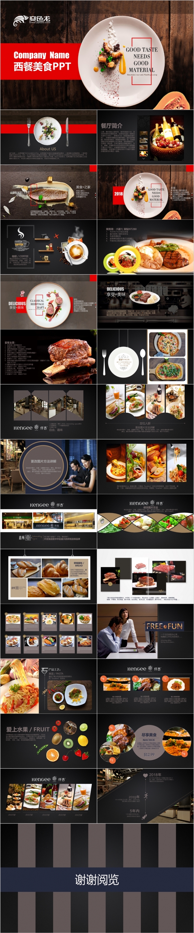 2019西餐厅餐饮美食餐厅文化高档酒店品牌建设品牌推广ppt模板