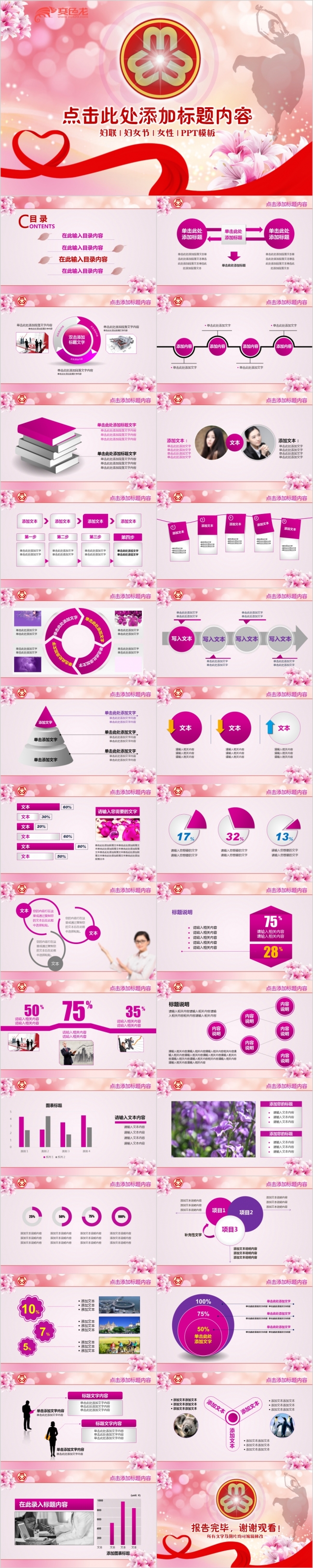 三八妇女节妇联女性总结通用动态PPT模板