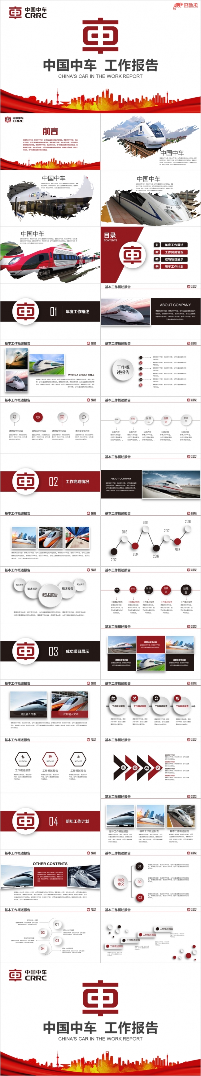 中国中车物流运输工作总结报告PPT模板