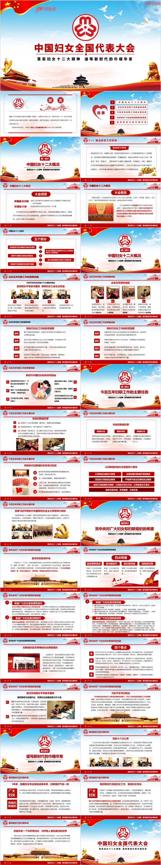 简约中国妇女全国代表大会PPT模板