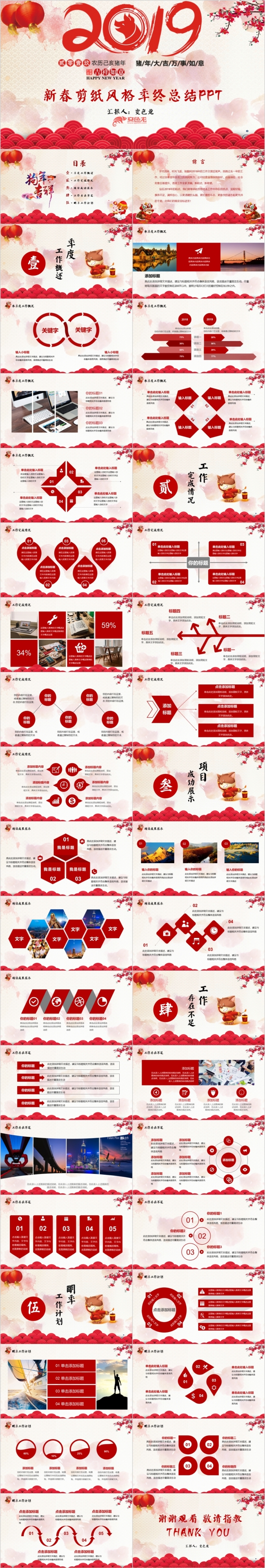 中国红新年计划年终总结PPT模板