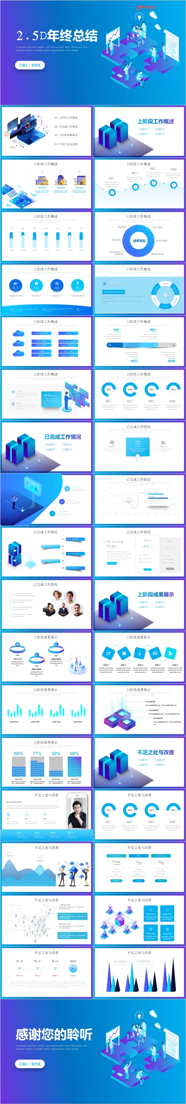 蓝色经典工作汇报通用ppt模版