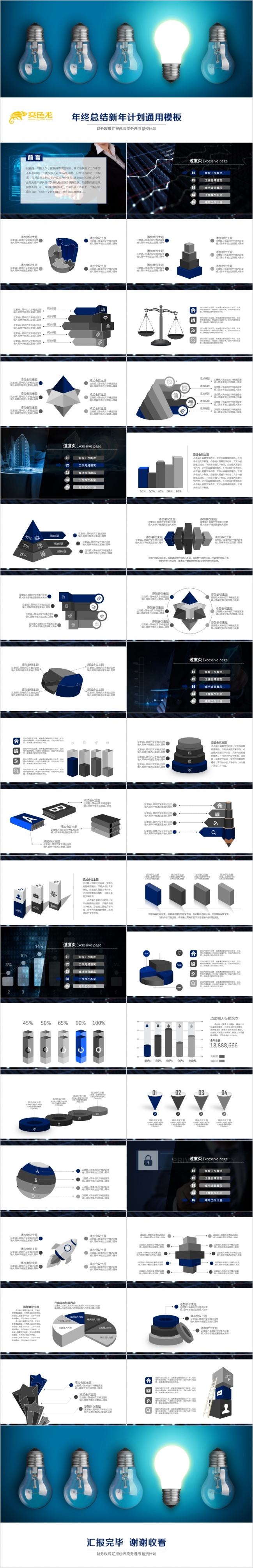 2019商务科技版年终总结业绩报告ppt模版