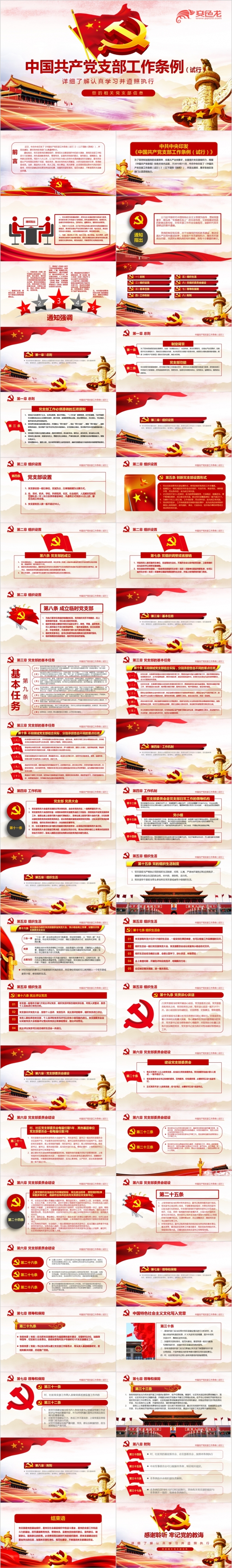 中国共产党支部工作条例(试行)PPT模板