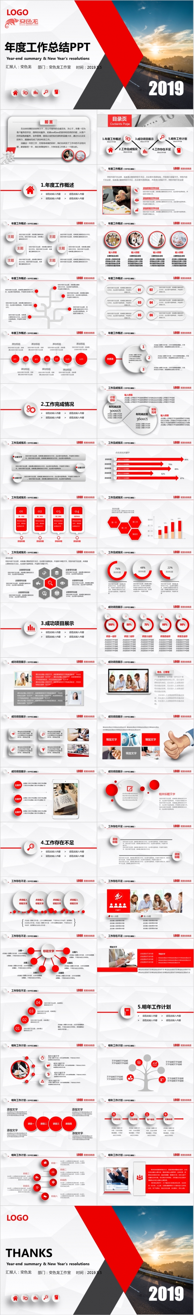 2019工作总结述职报告ppt动态模板