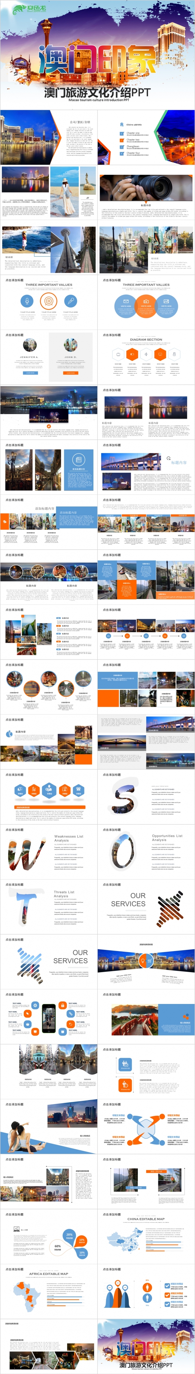 赌城澳门印象旅游风土人情介绍PPT模板