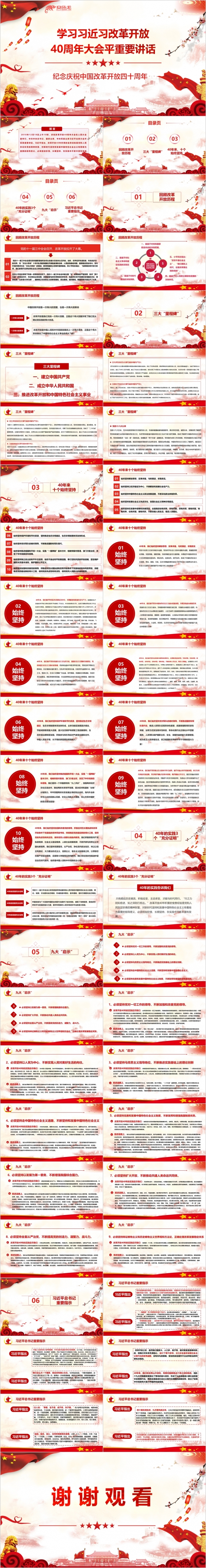 学习习近习改革开放40周年大会PPT模板
