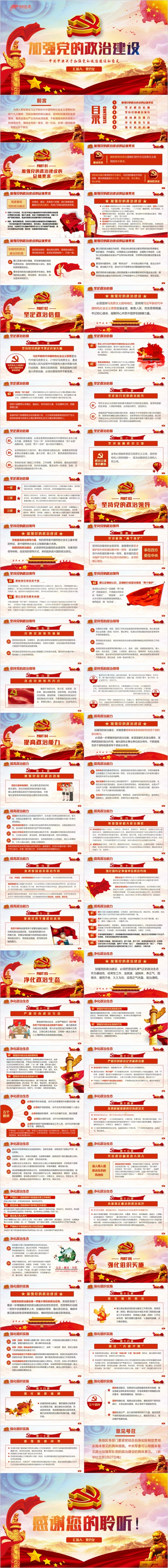 中央加强党的政治建设解读微党课PPT模板