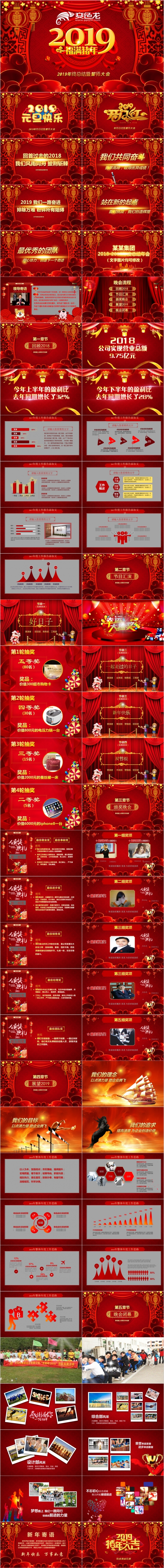 喜庆中国风2019企业年会答谢晚会ppt模板