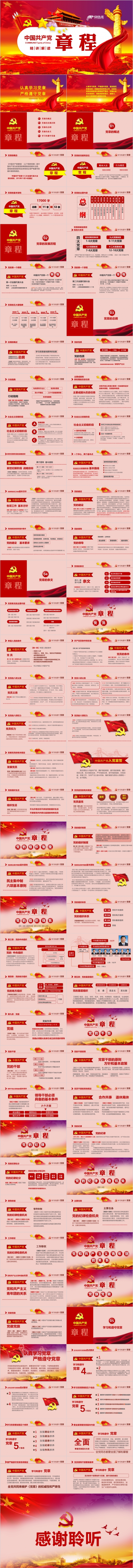 简约大气党章党规学习精讲解读PPT课件