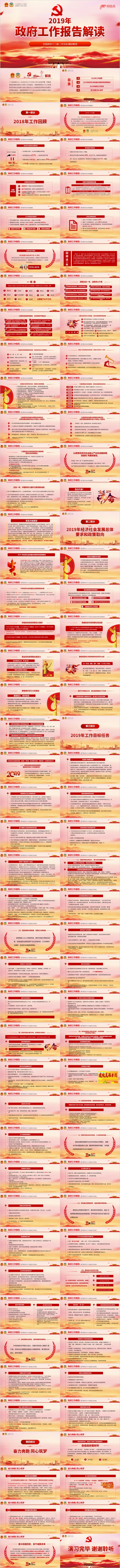2019年学习两会政府工作报告精讲解读PPT模板