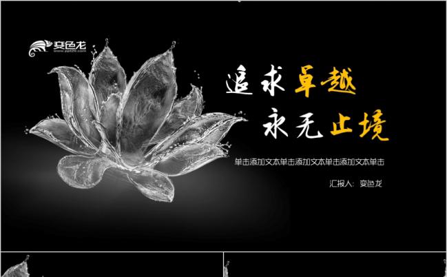 黑白简约精美水元素商务创意工作汇报PPT模板缩略图