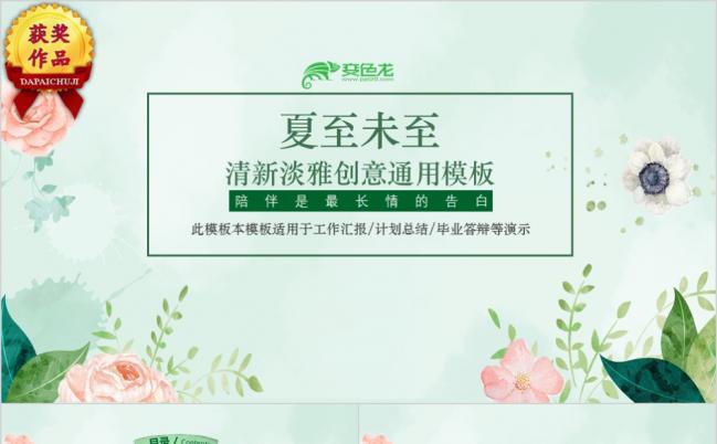 夏至未至清新淡雅创意通用PPT模板缩略图