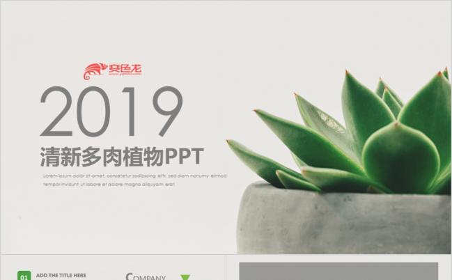 自然清新风多肉植物PPT动态模板缩略图