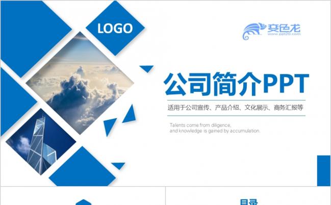 蓝色大气商务公司简介ppt模版缩略图