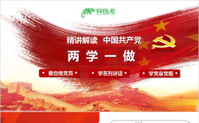简洁大气精讲解读两学一做党政学习课件PPT模版缩略图