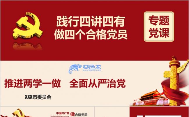 精美大气推进两学一做全面从严治党专题党课PPT模版缩略图