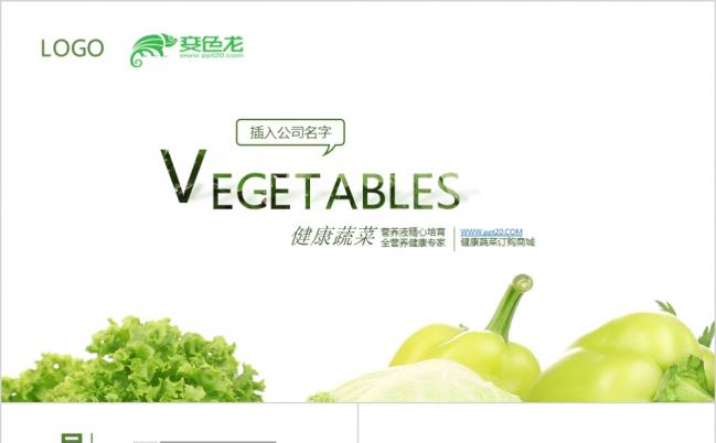 绿色简约有机天然农业蔬菜水果健康养生ppt模板缩略图