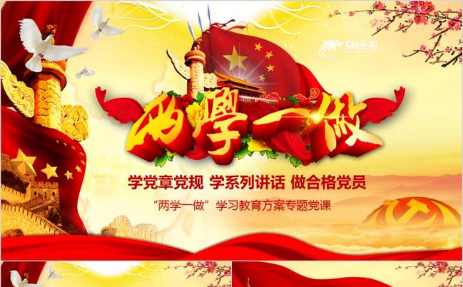 红色大气两学一做党政党建学习PPT模板缩略图