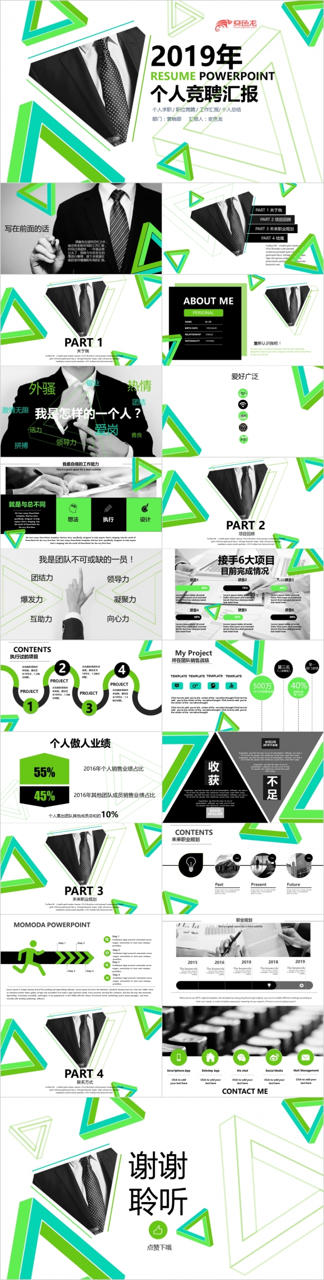 精品动画个人述职工作汇报职位竞聘PPT模板