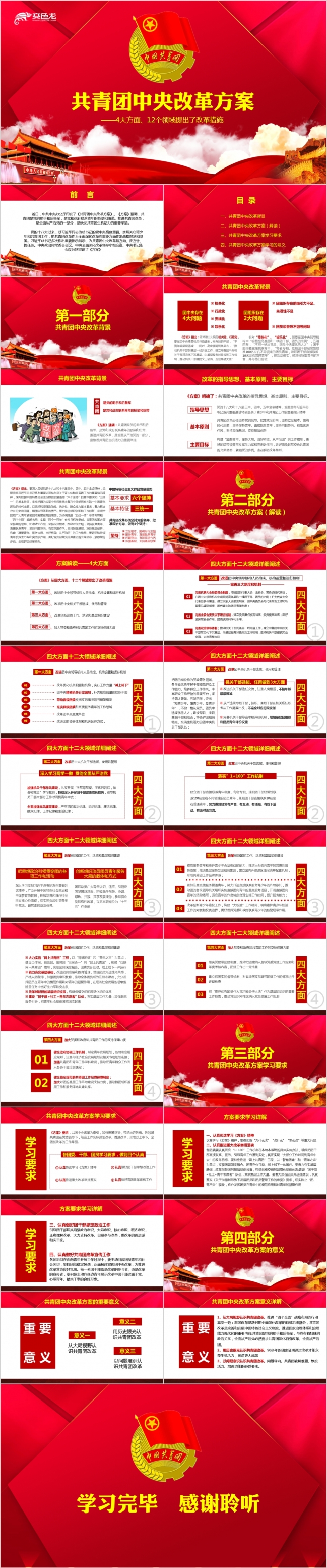 红色大气共青团中央改革方案学习落实全面解读PPT模板