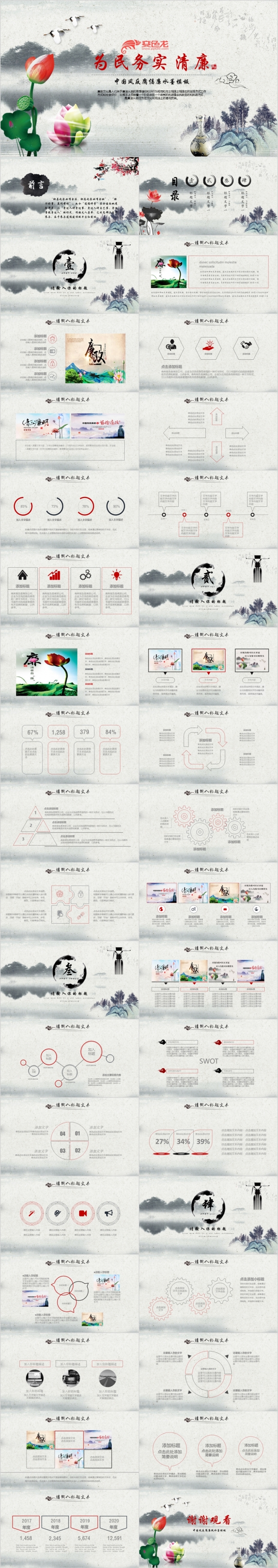 中国青莲风反贪局廉洁反腐败廉政PPT模板