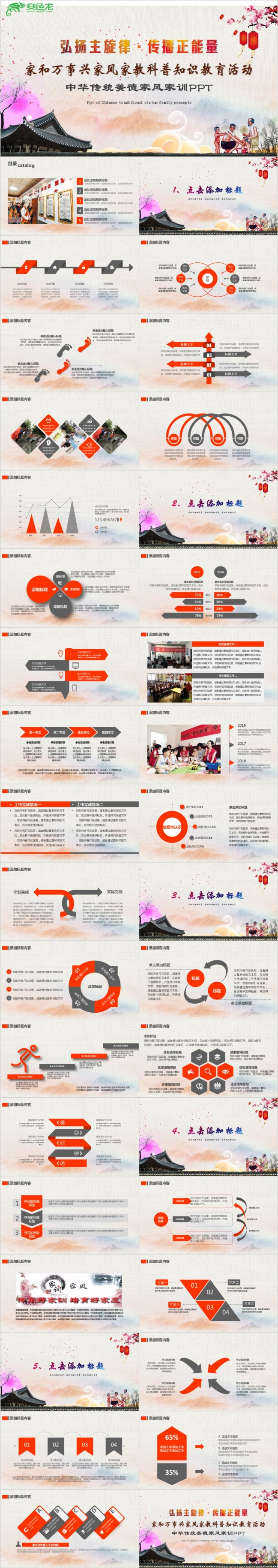中国风中华传统正能量PPT模板