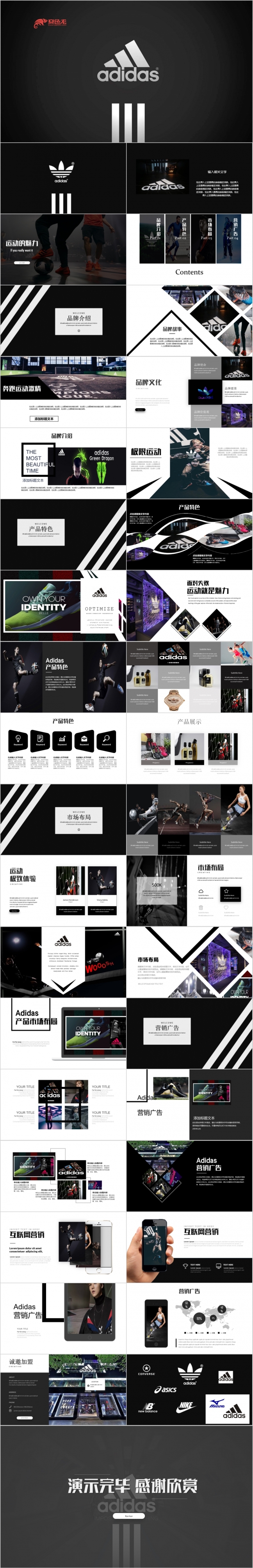 Adidas产品推广宣传品牌介绍阿迪达斯体育营销计划书PPT模板