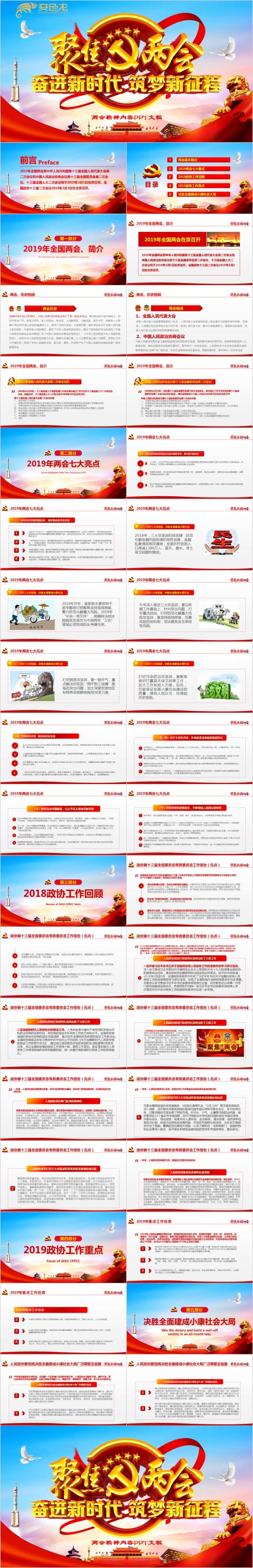 2019全国两会精神学习党风PPT模板