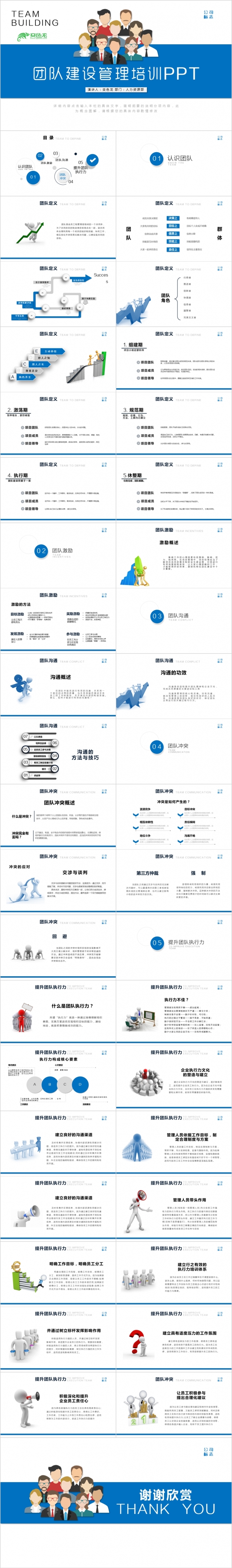蓝色简约大气公司团队建设管理培训ppt模板