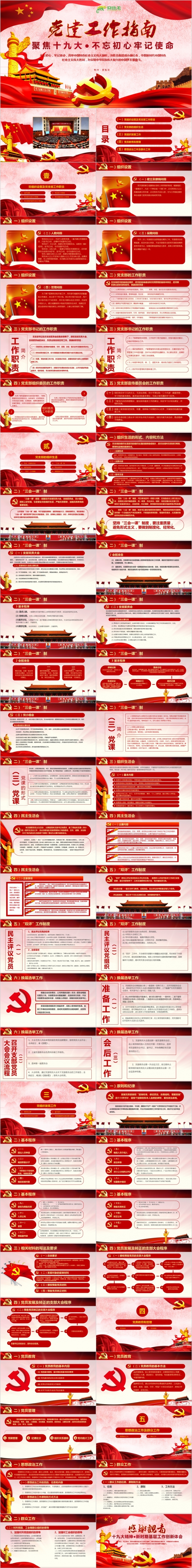 视频开场党政党课不忘初心牢记使命做合格党员党建工作指南PPT模板