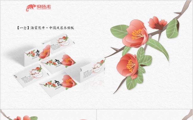 海棠花开中国风展示PPT模板缩略图