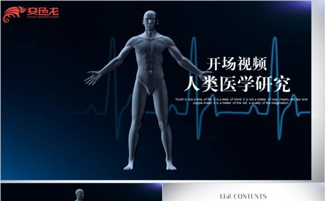 开导视频蓝色人体扫描医学科技动态ppt模板缩略图
