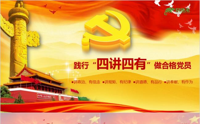 金色大气践行“四讲四有”做合格党员PPT模板缩略图