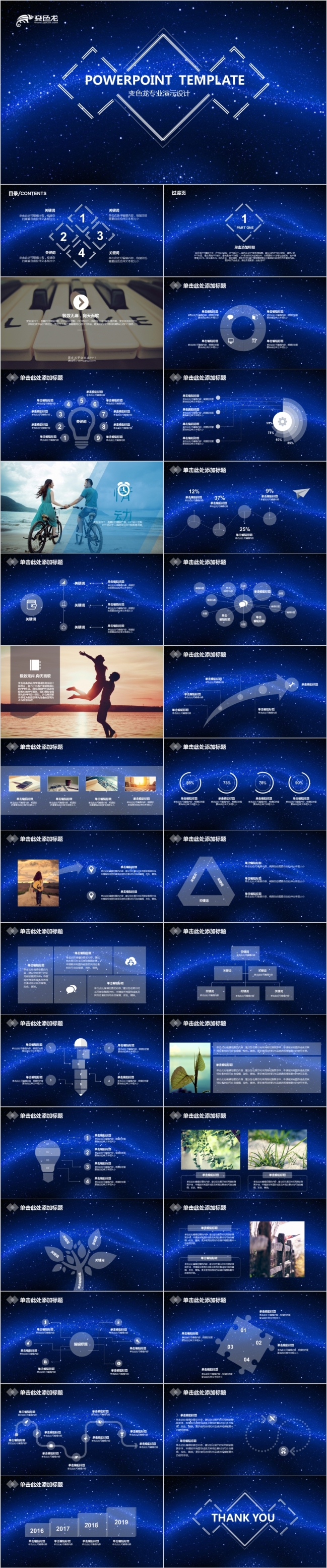 璀璨星空梦幻文艺通用工作总结汇报PPT模板